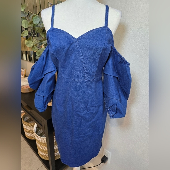 Jealous Tomato Denim Off-Shoulder Dress - Picture 4 of 12